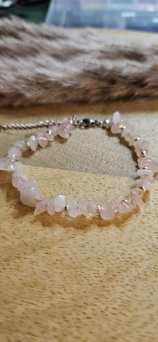 Silbernes Rosenquarz Armband