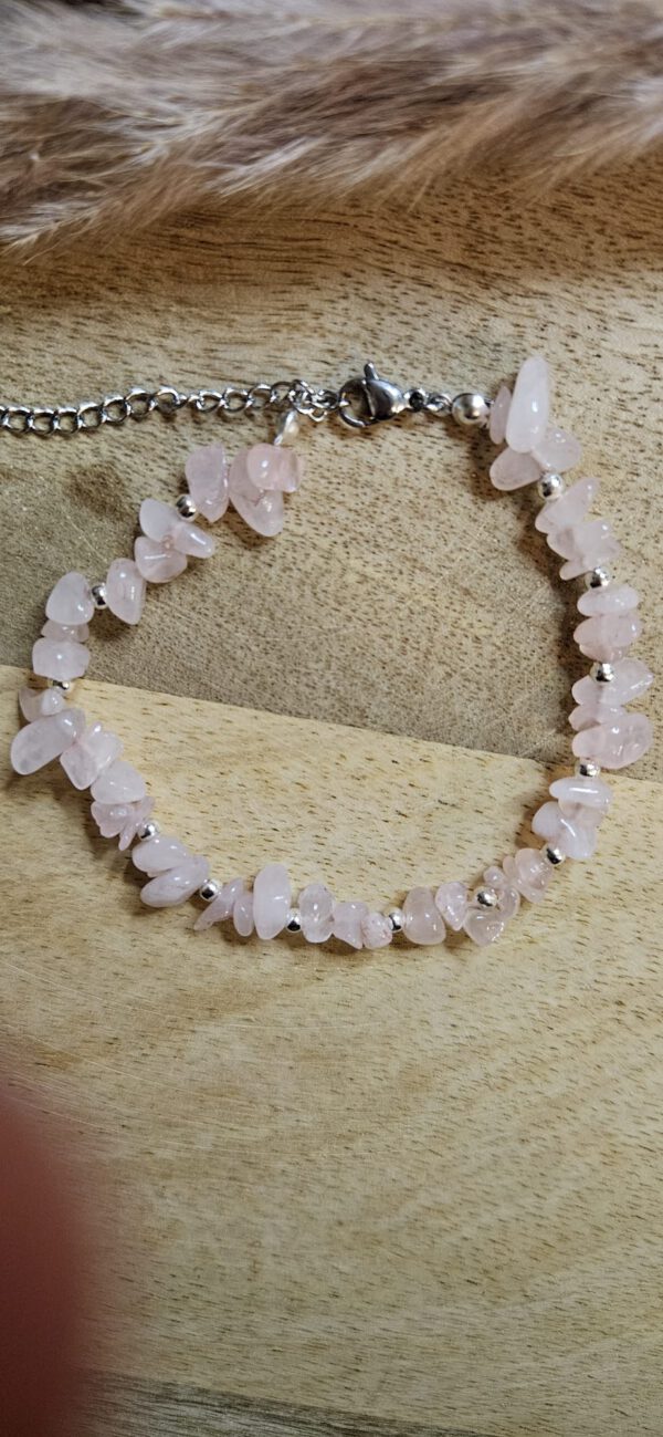 Silbernes Rosenquarz Armband – Bild 2