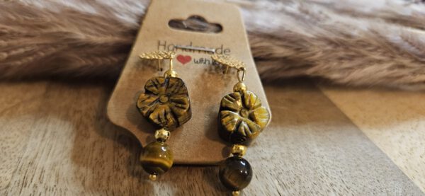 Tigerauge Blumen Ohrringe – Bild 2