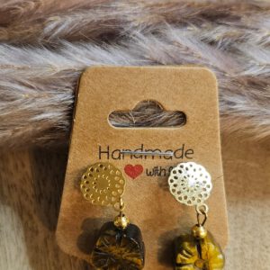 Tigerauge Blumen Ohrringe