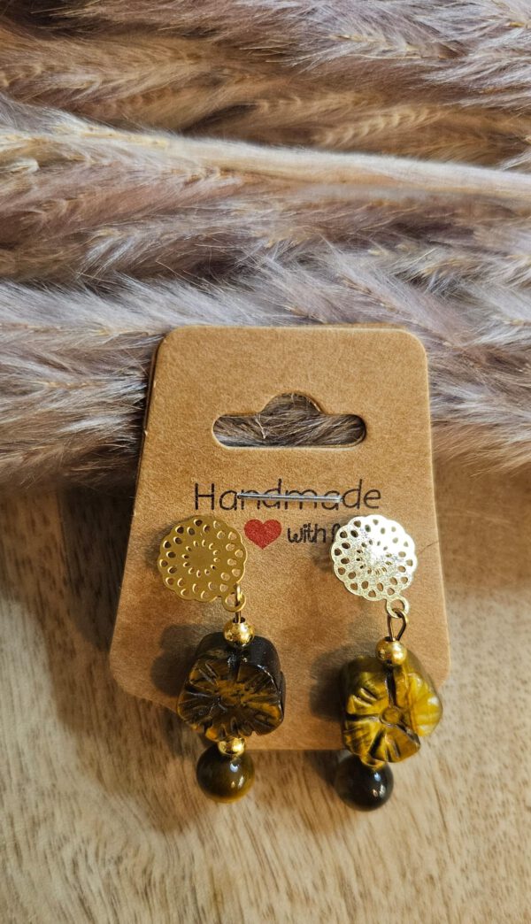 Tigerauge Blumen Ohrringe