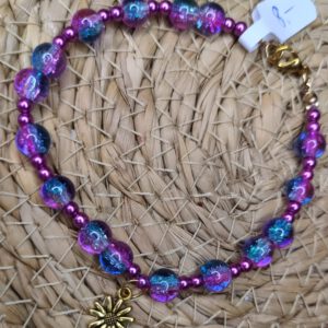 Armband - pink/lila/blau mit Blume