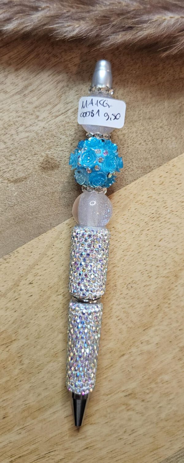 Kugelschreiber mit blauer Rosenperle – Bild 2