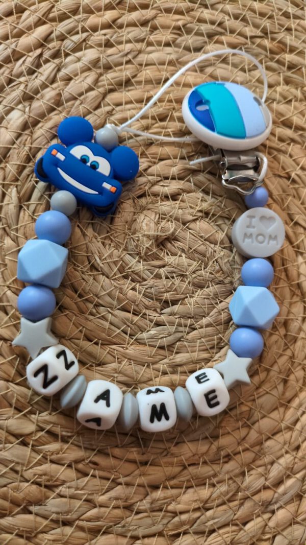 Schnullerkette blaues Auto – Bild 3