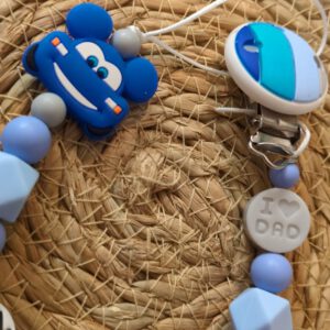 Schnullerkette blaues Auto