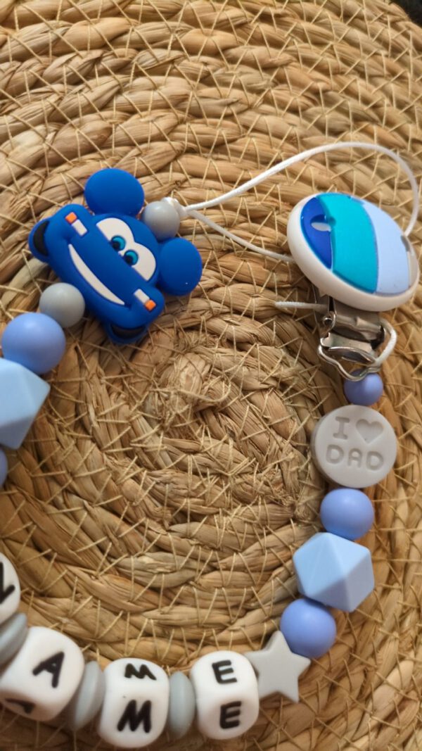 Schnullerkette blaues Auto