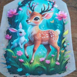 Niedliches Reh und Hase-Bügelbild