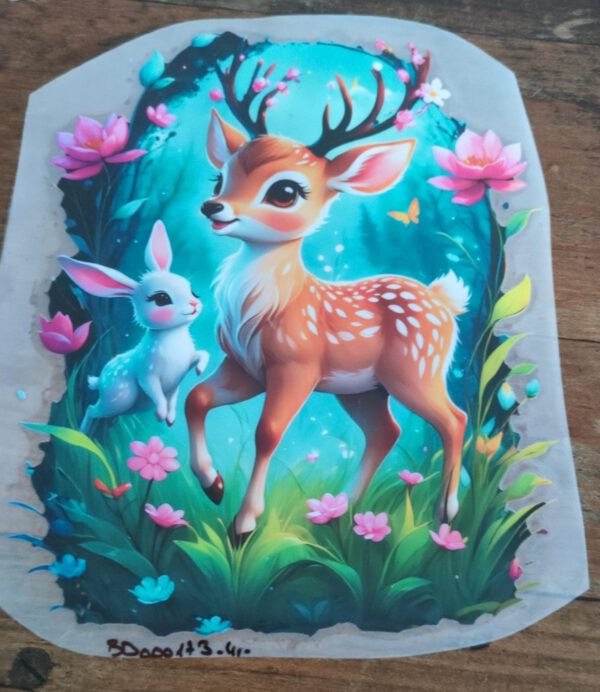 Niedliches Reh und Hase-Bügelbild