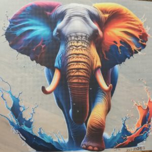 Bügelbild - Elefant, farbenfroh