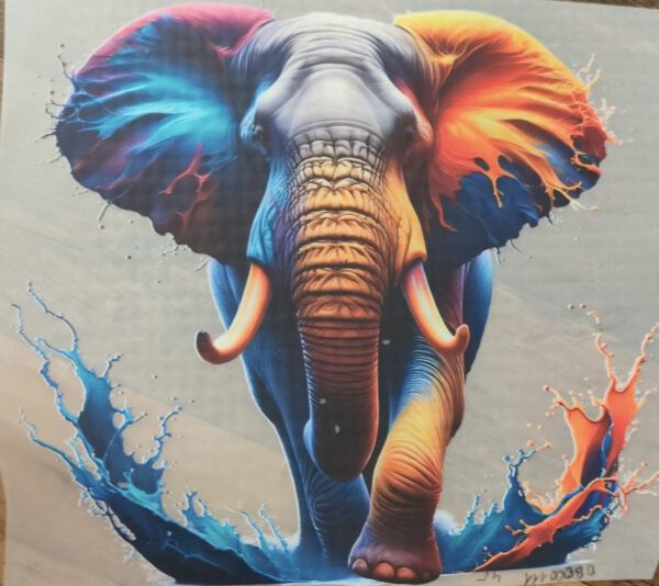 Bügelbild - Elefant, farbenfroh