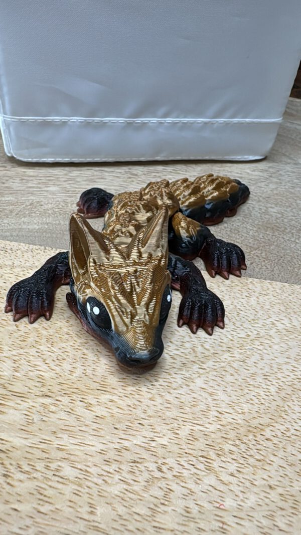 3D Druck Wolf Gold/Schwarz