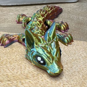 3D Druck Wolf Grün/Blau/Gold