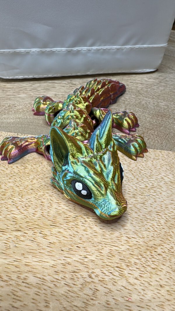 3D Druck Wolf Grün/Blau/Gold