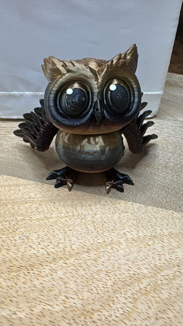 3D Druck Eule Gold/Schwarz