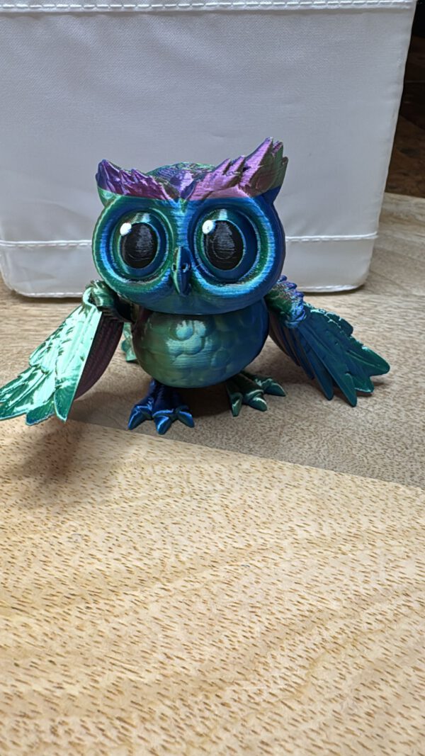 3D Druck Eule Grün/Blau/Lila