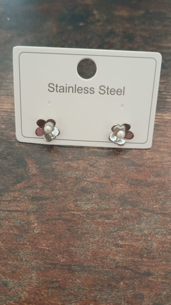 Ohrringe Rostfreier Edelstahl Silber Blume