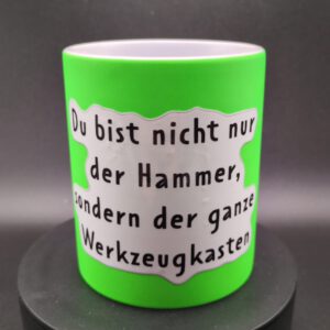 Tasse Neongrün mit Spruch