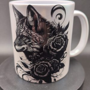 Tasse mit Katze und Rose