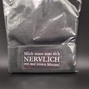 Mütze grau mit Spruch